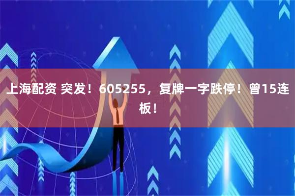 上海配资 突发！605255，复牌一字跌停！曾15连板！